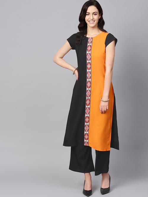 color block straight kurta - 16719828 - Very Small Image - 1