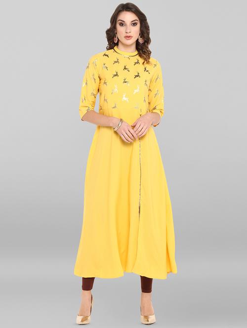 foil print a-line kurta - 16719846 - Very Small Image - 1