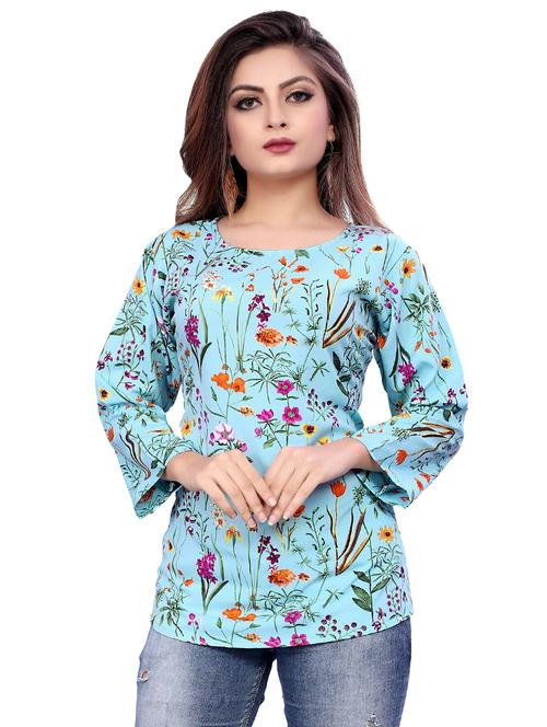 round neck floral top - 16720143 - Very Small Image - 1