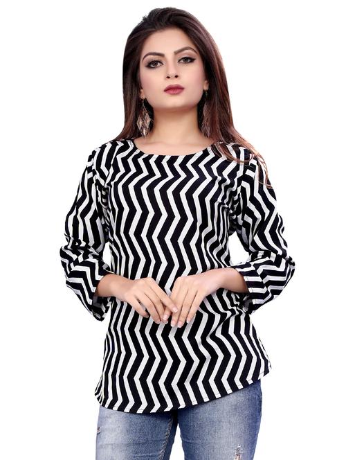 round neck chevron top - 16720147 - Very Small Image - 1