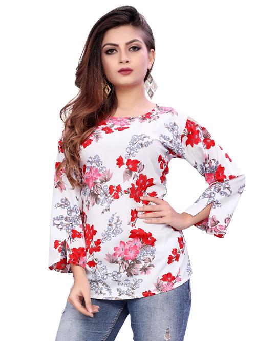 round neck floral top - 16720156 - Very Small Image - 1
