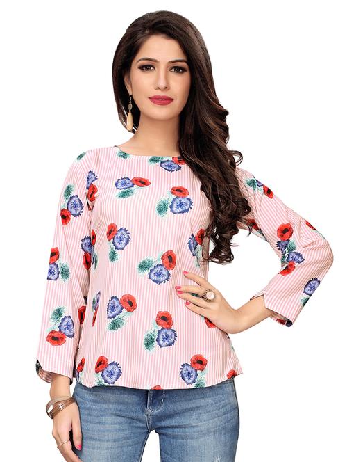 boat neck floral top - 16720413 - Very Small Image - 1