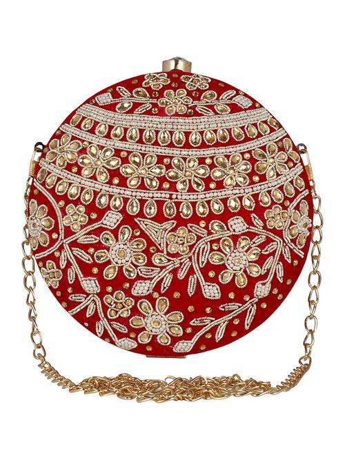 red faux silk box clutch - 16720456 - Very Small Image - 1