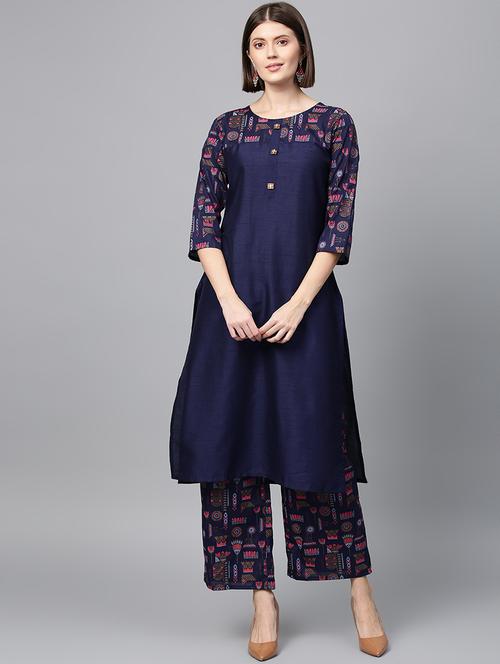 solid kurta palazzo set - 16720545 - Very Small Image - 1