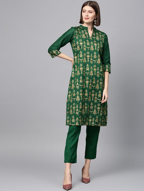 foil print kurta pant set - 16720587 - Very Small Image - 1