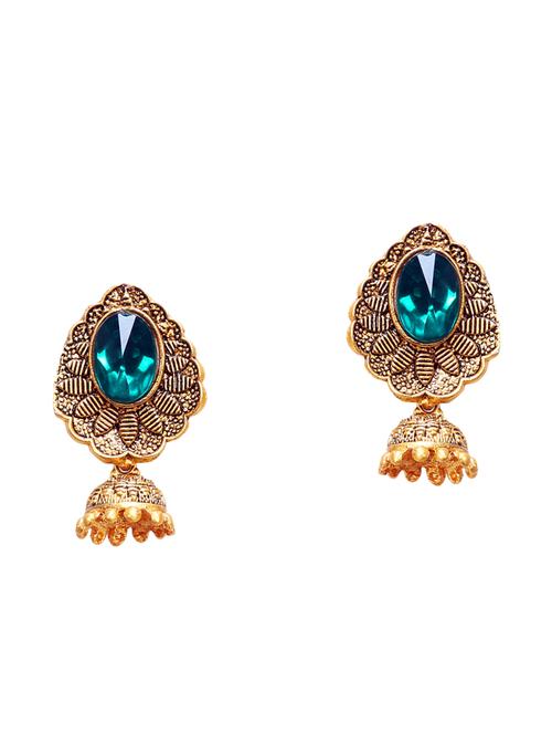 green metal jhumka earring - 16721645 - Very Small Image - 1