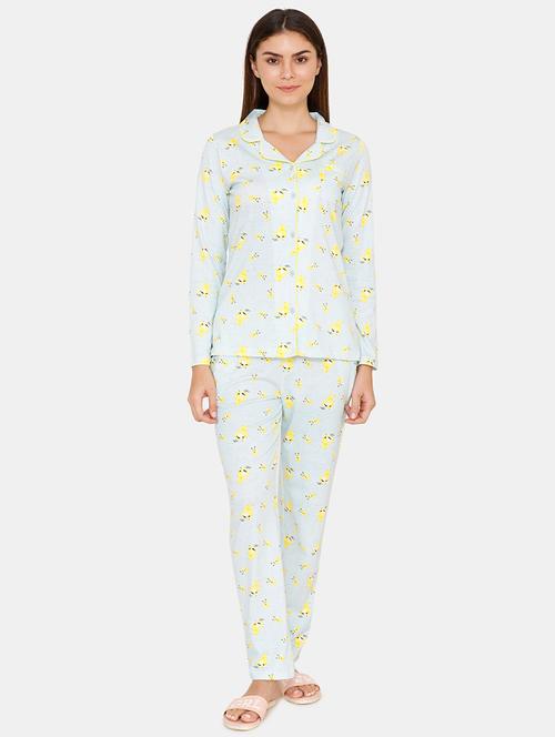 lapel neck quirky nightwear set - 16721895 - Very Small Image - 1