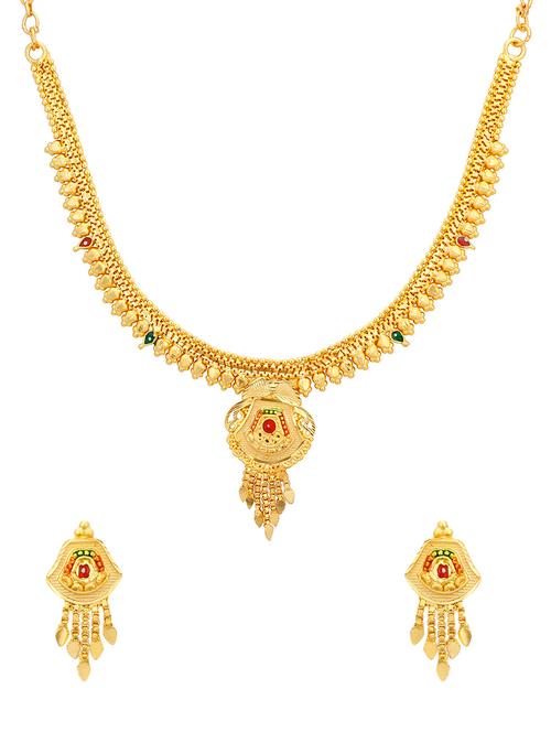 gold metal necklaces and earring - 16721944 - Very Small Image - 1