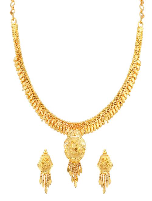 gold metal necklaces and earring - 16721951 - Very Small Image - 1
