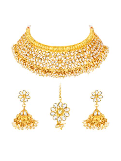 gold metal necklaces and earring - 16721979 - Very Small Image - 1