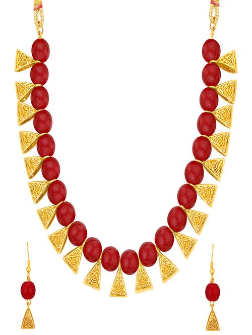 red metal necklaces and earring - 16722012 - Very Small Image - 1