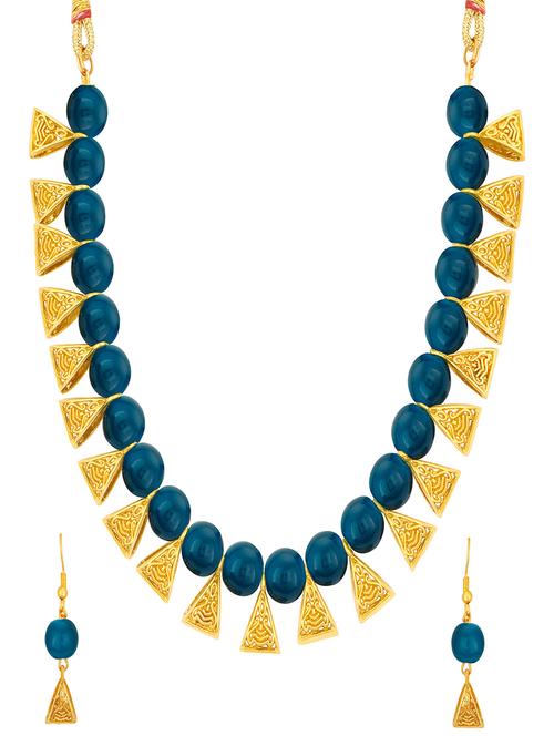 blue metal necklaces and earring - 16722020 - Very Small Image - 1