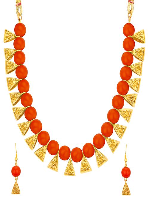 orange metal necklaces and earring - 16722025 - Very Small Image - 1