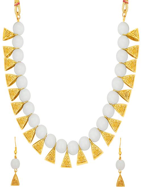 white metal necklaces and earring - 16722026 - Very Small Image - 1