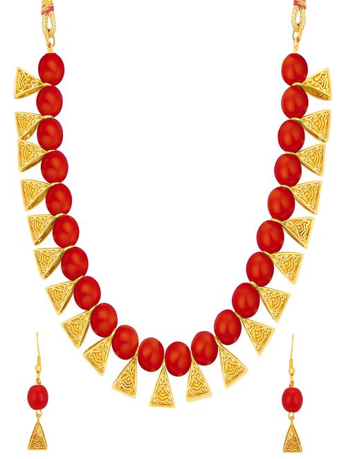 red metal necklaces and earring - 16722027 - Very Small Image - 1