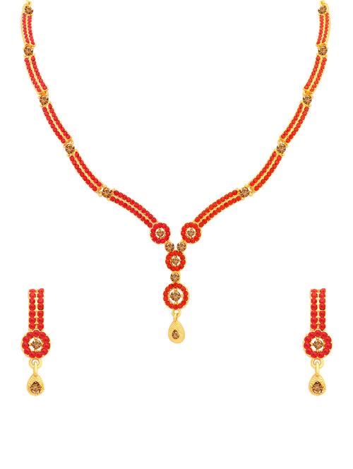 red metal necklaces and earring - 16722470 - Very Small Image - 1