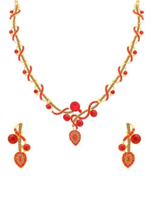 red metal necklaces and earring - 16722484 - Very Small Image - 1