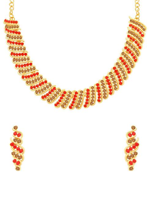 red metal necklaces and earring - 16722489 - Very Small Image - 1