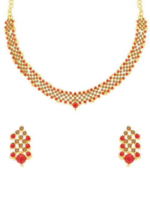red metal necklaces and earring - 16722508 - Very Small Image - 1