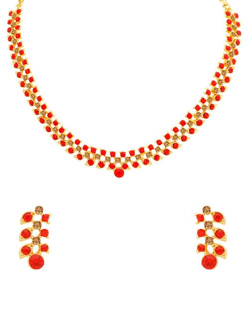 red metal necklaces and earring - 16722552 - Very Small Image - 1