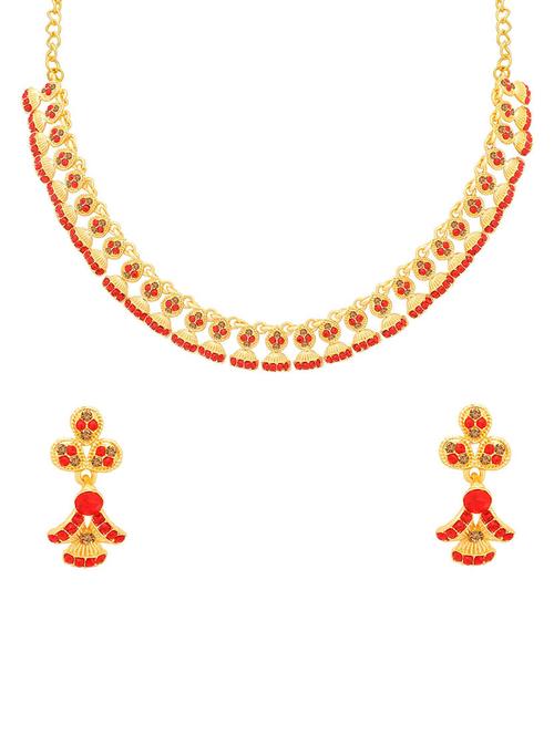 red metal necklaces and earring - 16722557 - Very Small Image - 1