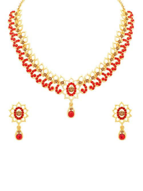 red metal necklaces and earring - 16722558 - Very Small Image - 1