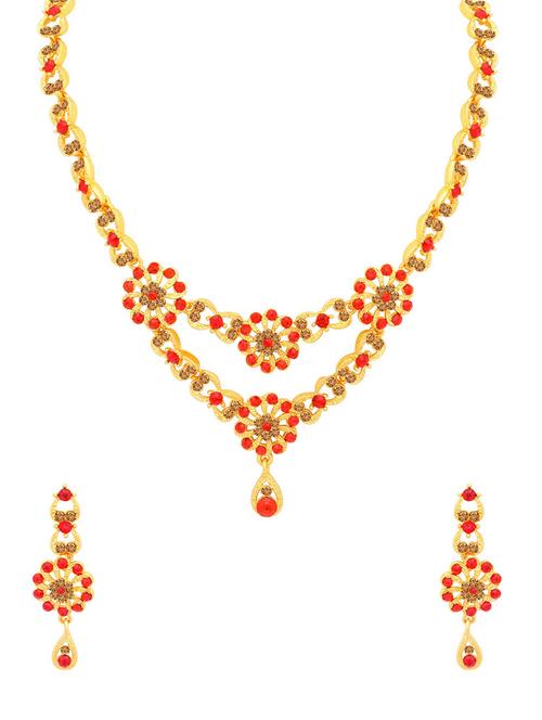 red metal necklaces and earring - 16722566 - Very Small Image - 1