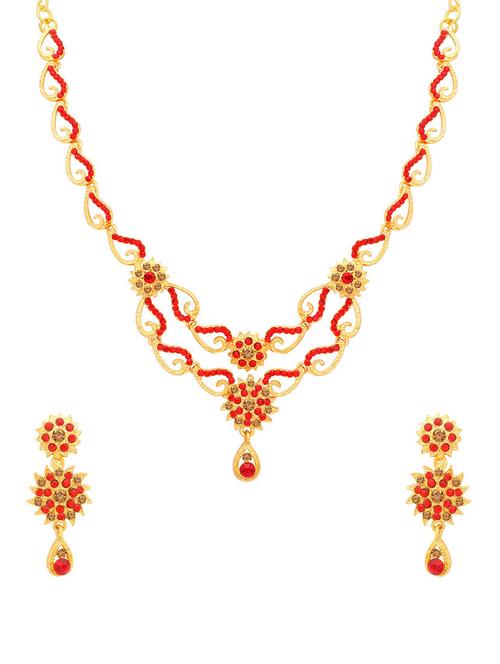 red metal necklaces and earring - 16722590 - Very Small Image - 1