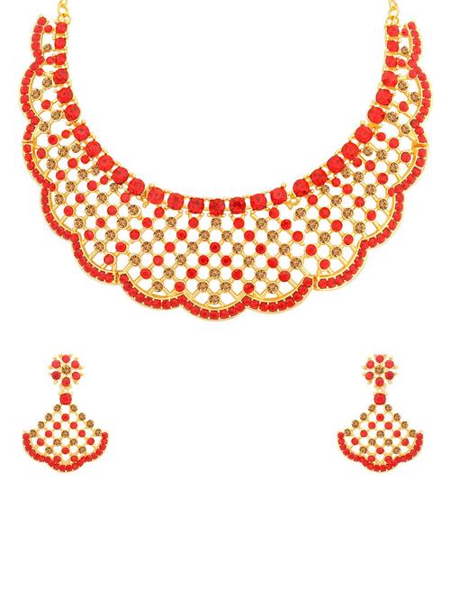 red metal necklaces and earring - 16722638 - Very Small Image - 1