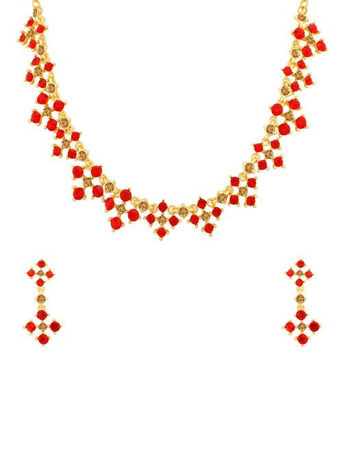 red metal necklaces and earring - 16722641 - Very Small Image - 1