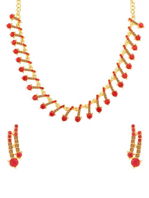 red metal necklaces and earring - 16722666 - Very Small Image - 1