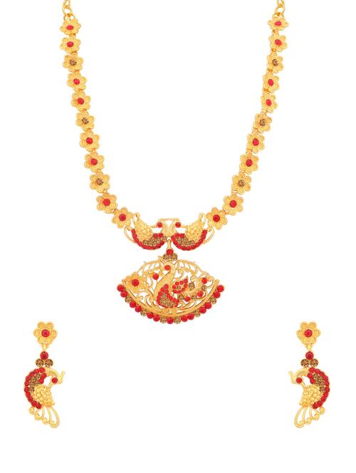 red metal necklaces and earring - 16722674 - Very Small Image - 1
