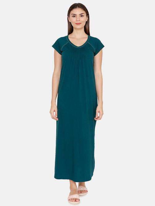 v-neck solid nighty - 16722747 - Very Small Image - 1