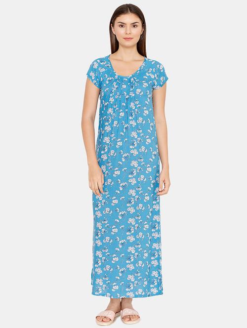 round neck floral nighty - 16722761 - Very Small Image - 1