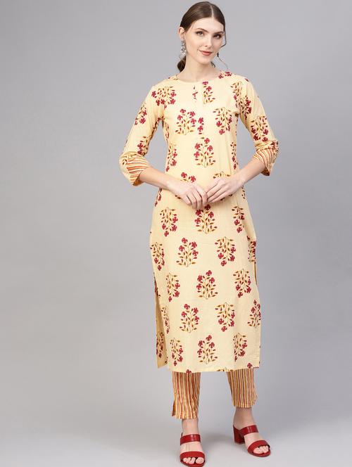 floral printed kurta pant set - 16723234 - Very Small Image - 1