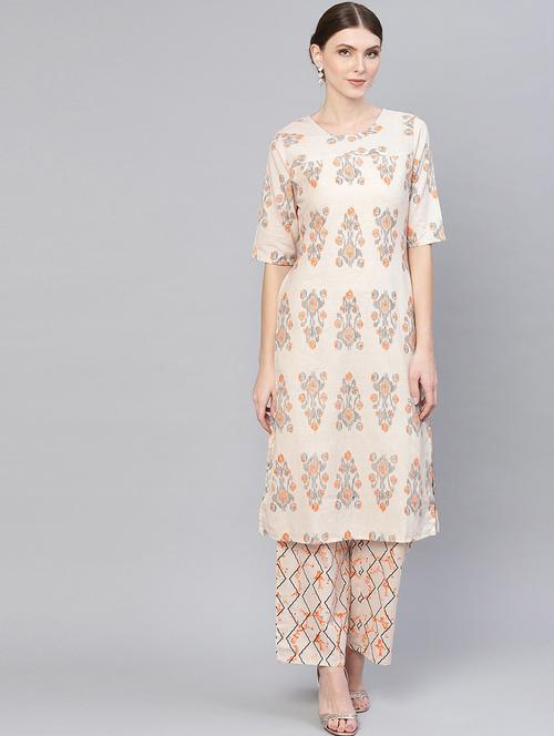 ikat printed kurta palazzo set - 16723236 - Very Small Image - 1