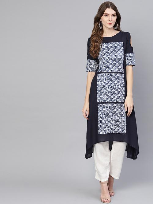 printed asymmetric kurta - 16723277 - Very Small Image - 1