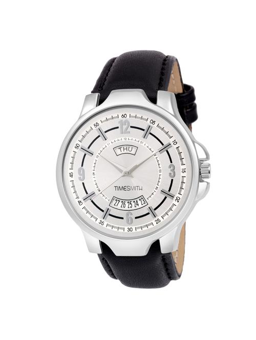 timesmith premium analog white dial black leather watch for men tsc-080ktd1 - 16725002 - Very Small Image - 1