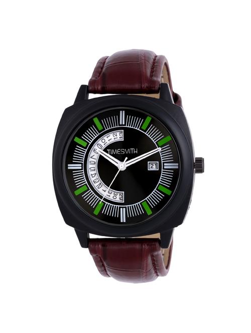 timesmith black dial brown leather analog watch for men tsc-102 ktd1 - 16725009 - Very Small Image - 1