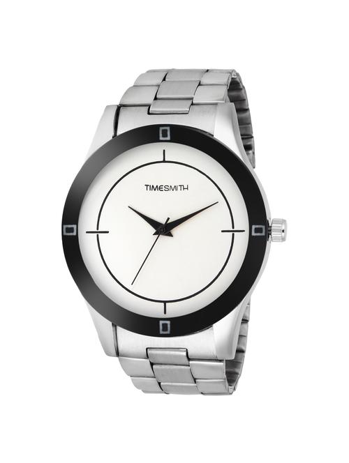 timesmith white dial silver stainless steel metal strap genuine premium branded day date analog watch for men tsc-010ktd1 - 16725144 - Very Small Image - 1