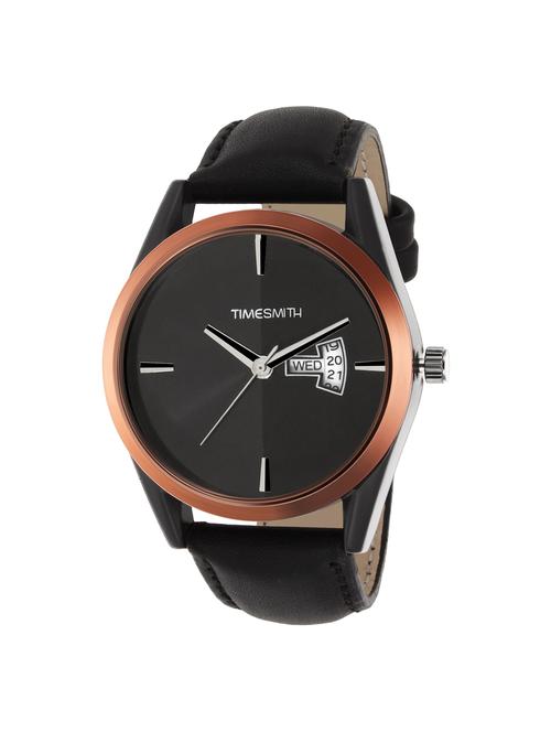 timesmith black dial black leather strap genuine premium branded day date analog watch for men tsc-020ktd1 - 16725154 - Very Small Image - 1