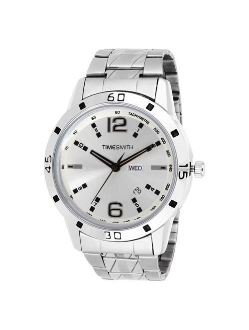 timesmith white dial silver stainless steel metal strap genuine premium branded day date analog watch for men tsc-022ktd1 - 16725156 - Very Small Image - 1