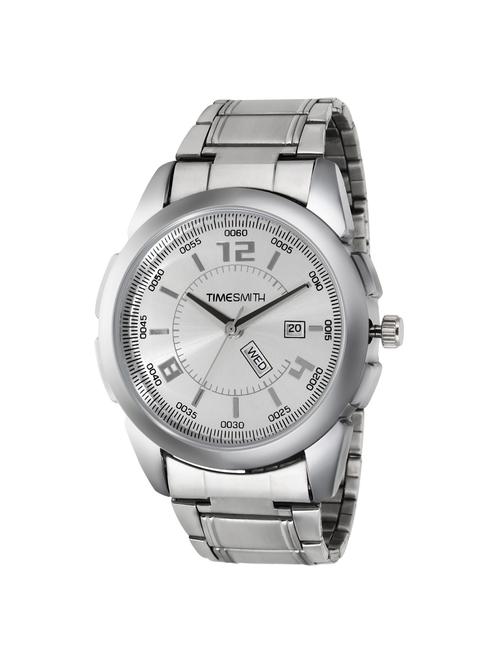 timesmith white dial silver stainless steel metal strap genuine premium branded day date analog watch for men tsc-025ktd1 - 16725159 - Very Small Image - 1