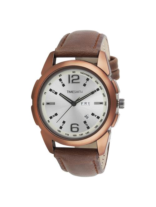 timesmith white dial brown leather analog watch for men tsc-032ktd1 - 16725166 - Very Small Image - 1