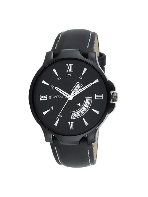 timesmith black dial black leather analog watch for men tsc-038ktd1 - 16725172 - Very Small Image - 1
