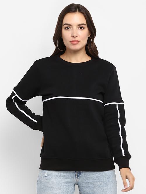 round neck contrast piped sweatshirt - 16726869 - Very Small Image - 1