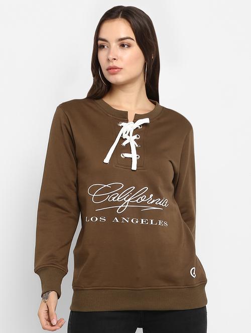 lace up neck graphic pullover - 16726870 - Very Small Image - 1