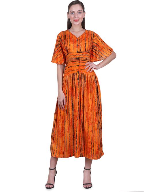 v- neck gathered a-line dress - 16726882 - Very Small Image - 1