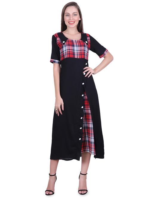 round neck button up a-line dress - 16726885 - Very Small Image - 1