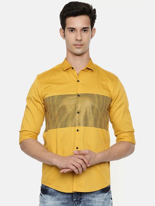 yellow striped casual shirt - 16728174 - Very Small Image - 1